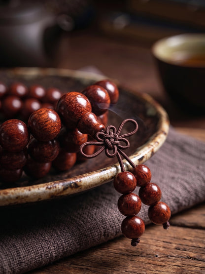 Round Bead Red Sandalwood Necklace