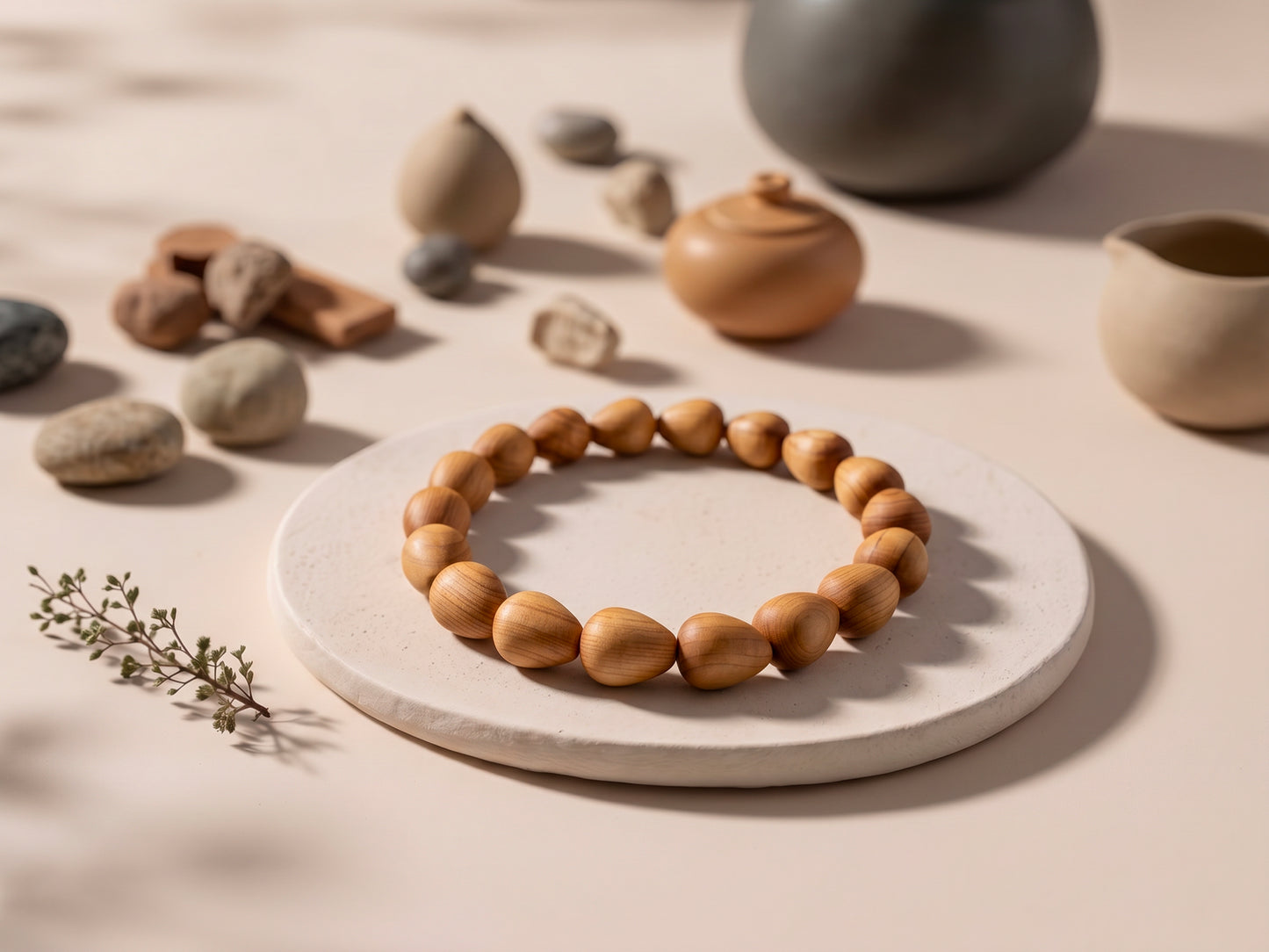 Heart-shaped Thuja wood bracelet
