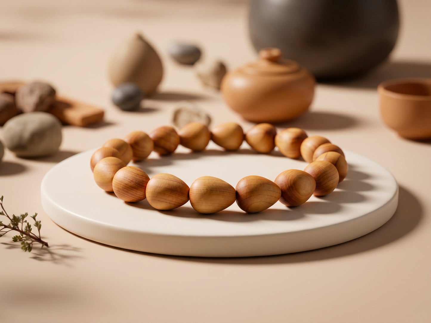 Heart-shaped Thuja wood bracelet