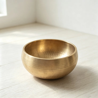 Kailash Pure Raw Brass Singing Bowl - Natural Golden Finish