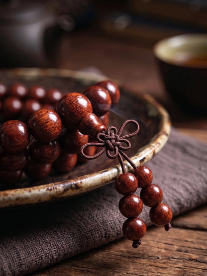 Round Bead Red Sandalwood Necklace