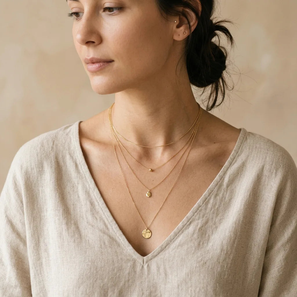 Comparison of different necklace lengths on neck and torso